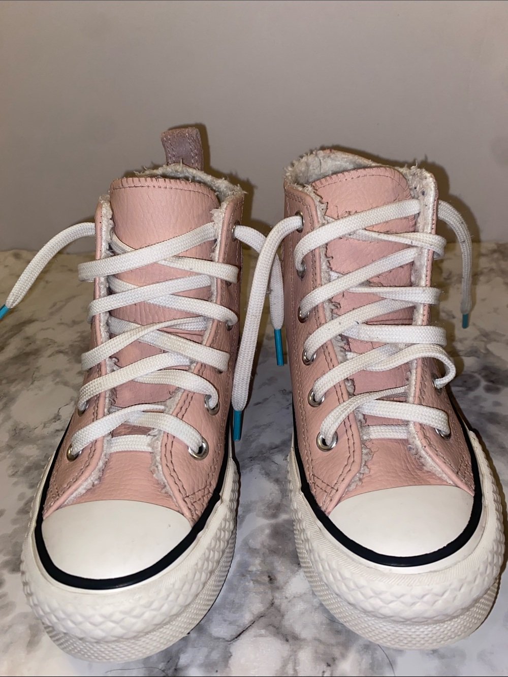 Kids Pink High-Top Sneakers with White Laces